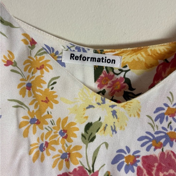 Reformation Boston Midi Dress in Bouquet White Pink Floral Size 0 - Picture 7 of 9